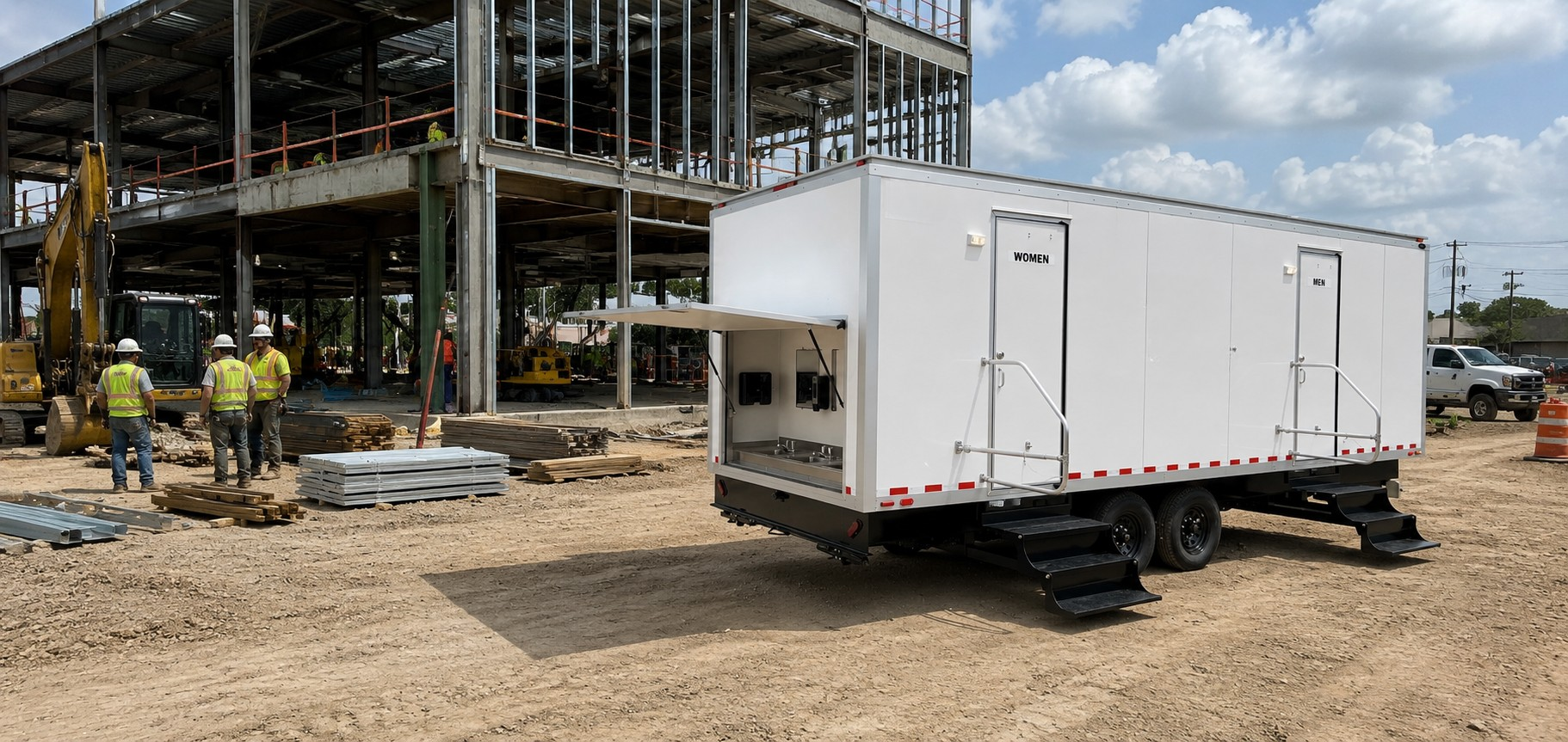 ACSI Construction Restroom Trailer with Exterior Sink